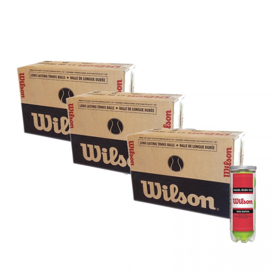 Box 72 Balls - 24 Canisters of 3 pcs - Wilson Rush 100 x 3 Units