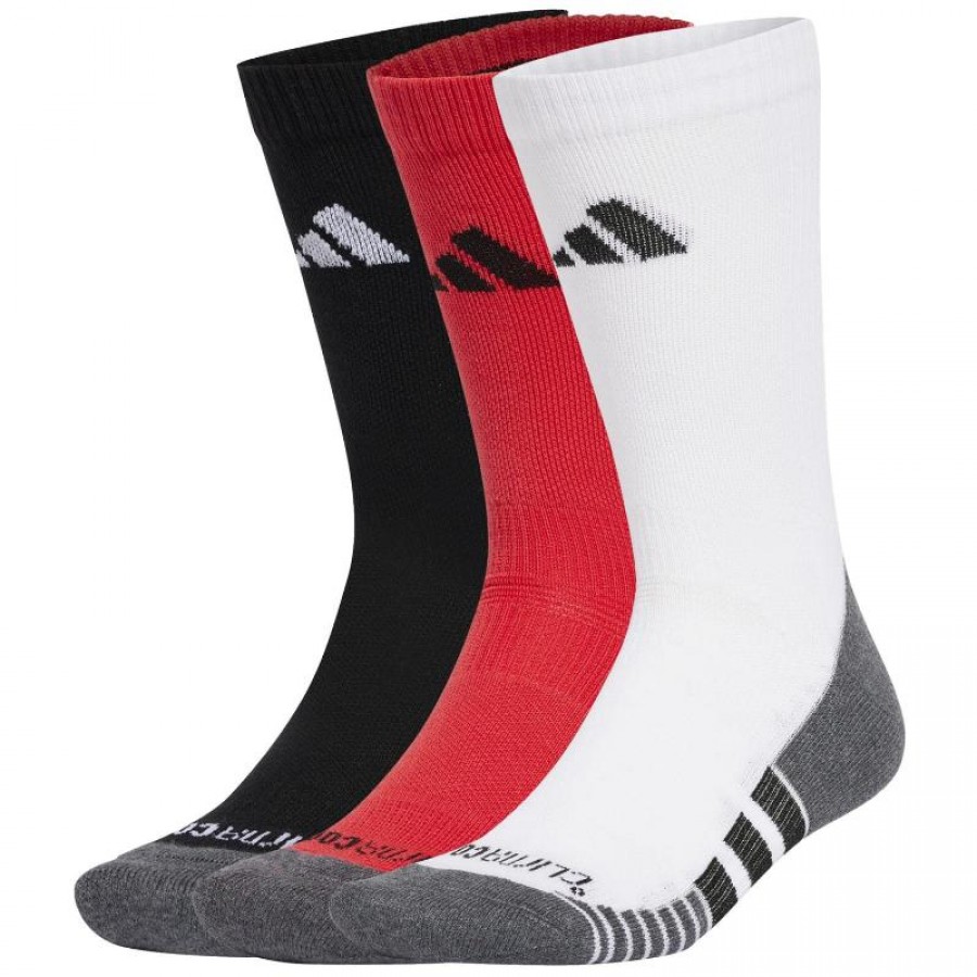 Adidas Cushioned Crew Socks Red Black White 3 Pairs