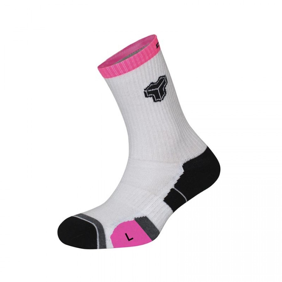 Calcetines Cartri Axel High Blanco Fucsia 1 Par  Oferta + Barato