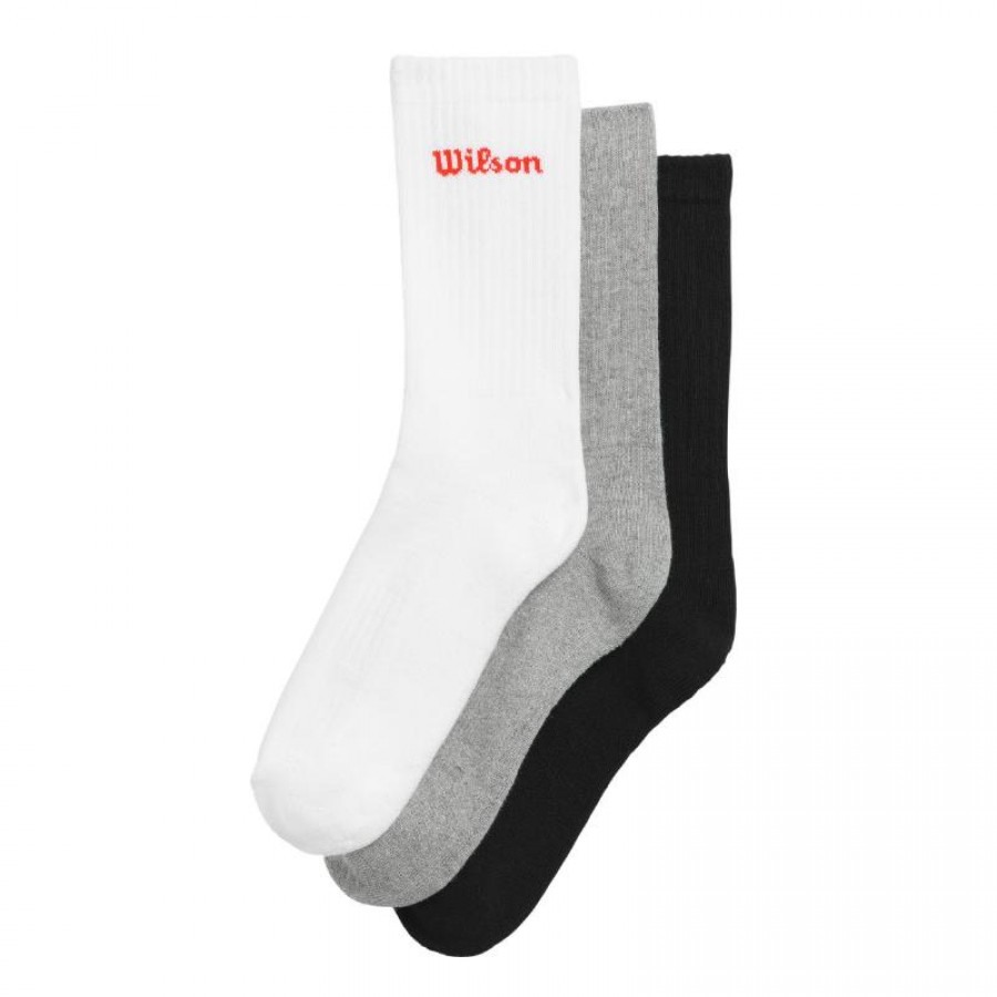 Wilson Crew Socks White Gray Black 3 Pairs  Offer + Cheap