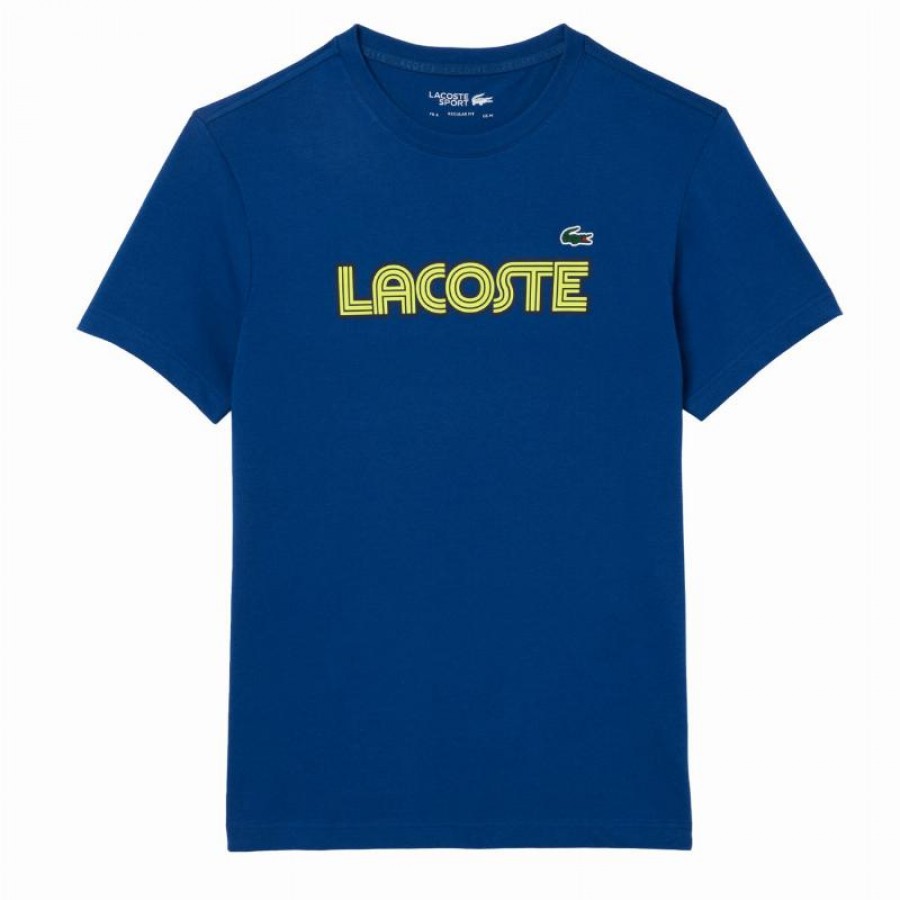 Camiseta Lacoste Sport Punto Azul Marino Amarillo  Oferta + Barato