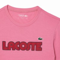 T-shirt Lacoste Sport en maille rose bordeaux  Offre - Pas cher