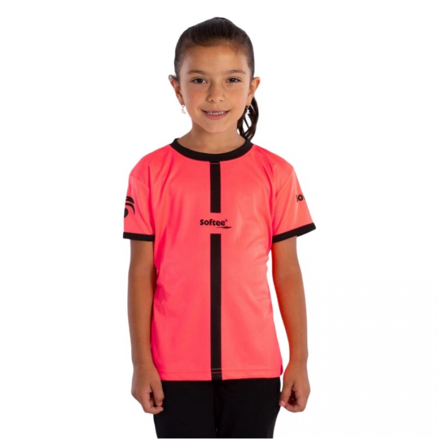 T-shirt junior Softee Tipex Coral Fluor Noir  Offre - Pas cher