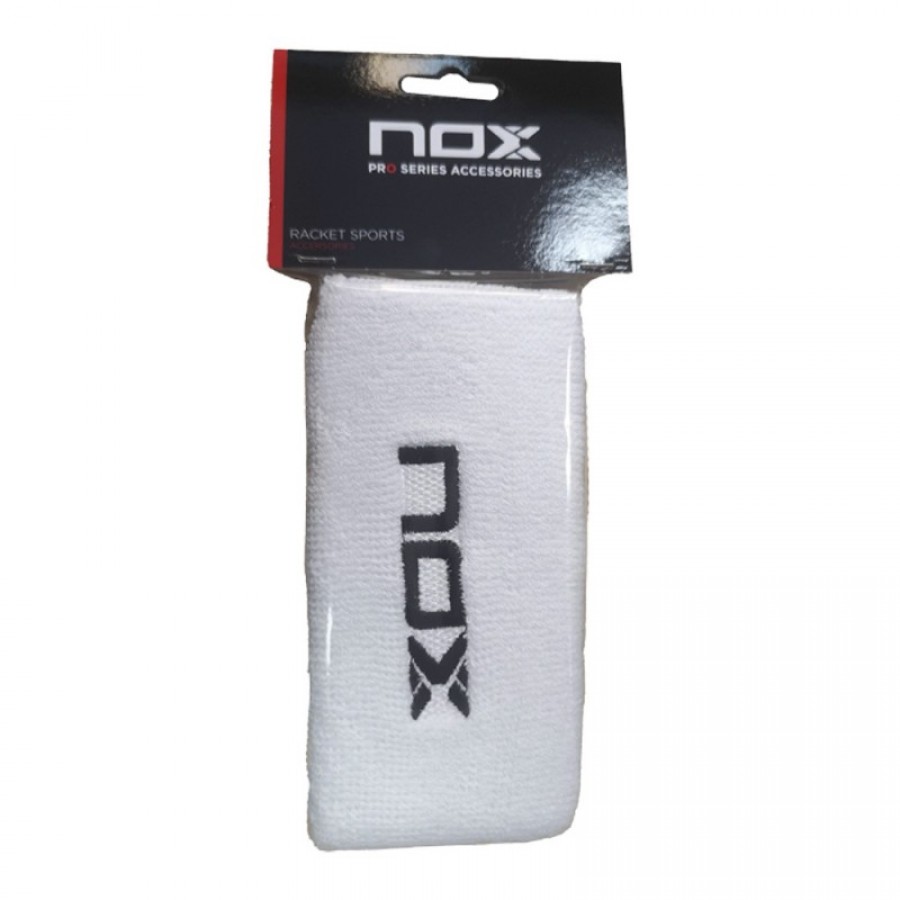 Munequeras Nox Long White Logo Black 2 Units