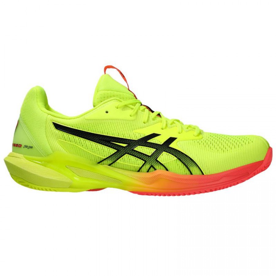 Baskets Asics Solution Speed FF 3 TERRE BATTUE Paris Jaune Noir  Offre - Pas cher